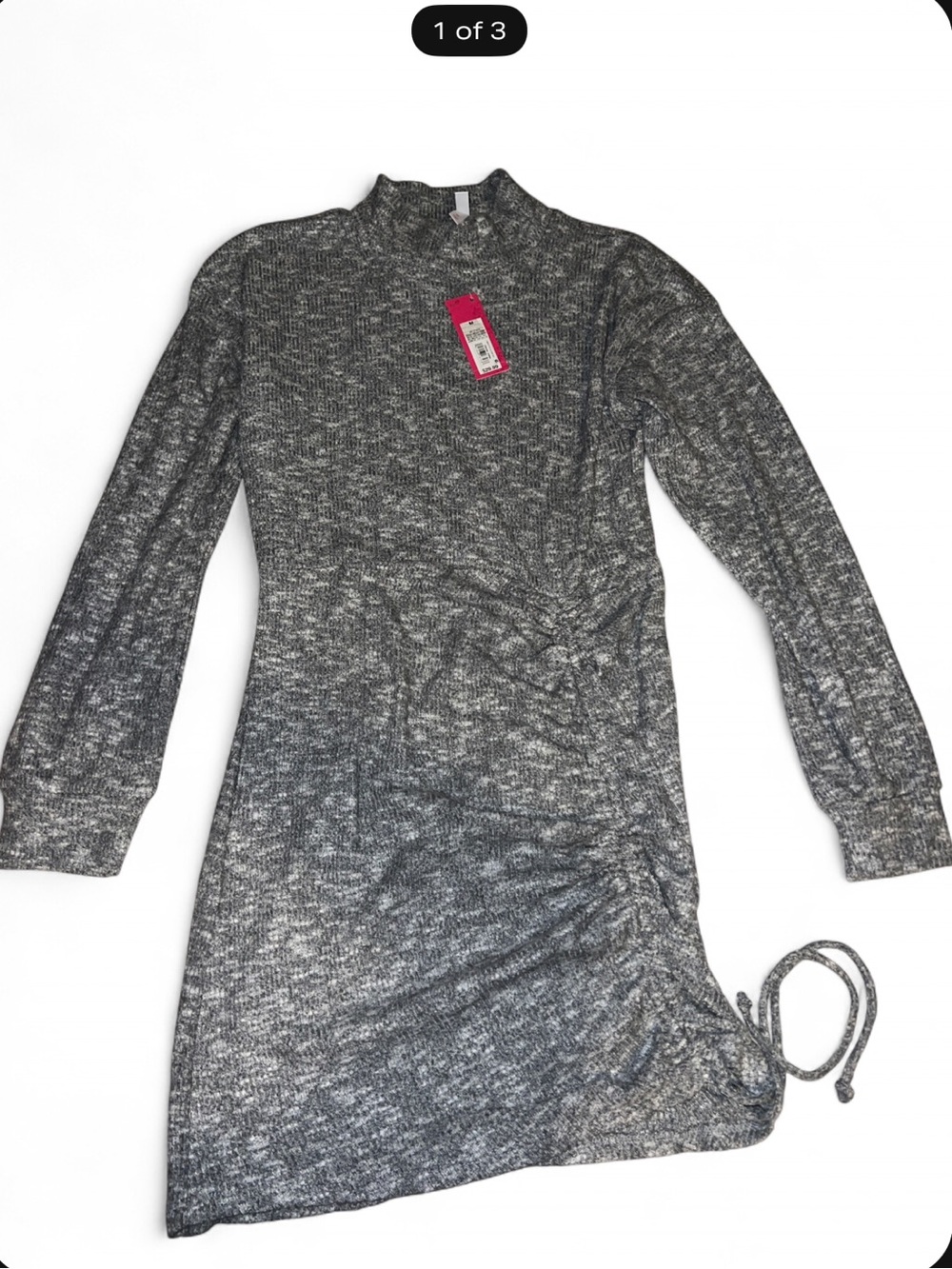 Xhilaration Gray Soft Ribbed Long-Sleeve Sweater Dress